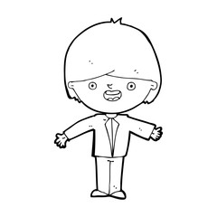cartoon happy boy with open arms