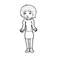 cartoon woman shrugging shoulders