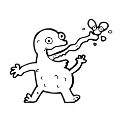 cartoon frog catching fly