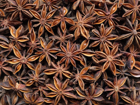 Star anise as an abstract background texture