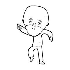 cartoon worried old man pointing
