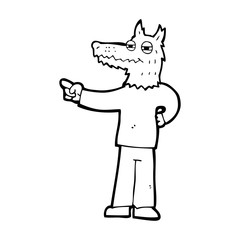 cartoon pointing wolf man
