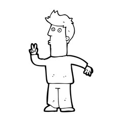 cartoon man signaling with hand