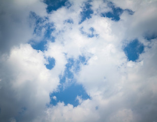 White clouds on blue sky.