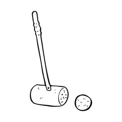 cartoon croquet mallet and ball