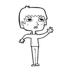 cartoton unhapy boy waving