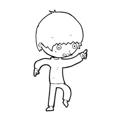 cartoon worried boy pointing