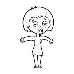 cartoon bored woman