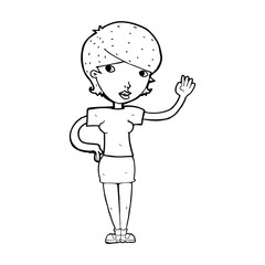 cartoon woman waving