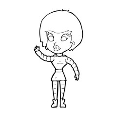 Obraz premium cartoon robot woman waving