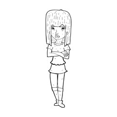 cartoon girl with crossed arms