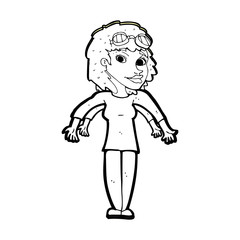 cartoon woman wearing goggles