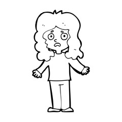 cartoon worried woman