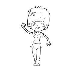 cartoon waving vampire girl