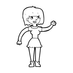 cartoon girl waving