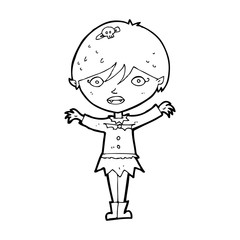 cartoon waving vampire girl