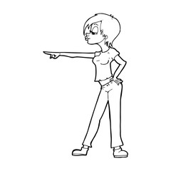 cartoon hip woman pointing