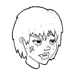 cartoon woman with plaster on face