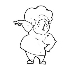 cartoon happy overweight lady