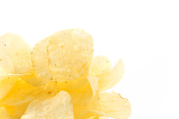 potato chips on white background