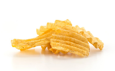 potato chips on white background