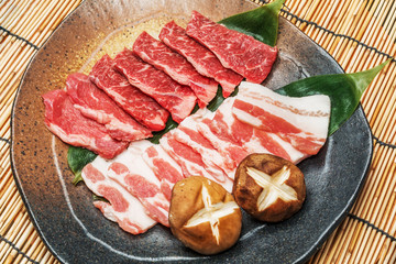 焼肉セット　俯瞰　Roasted meat set