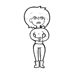 cartoon worried woman