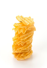 potato chips on white background