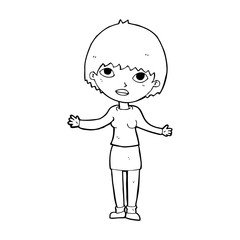 cartoon woman shrugging