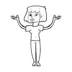 cartoon woman holding up hands