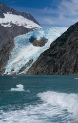 Northwestern Glacier with boat wake