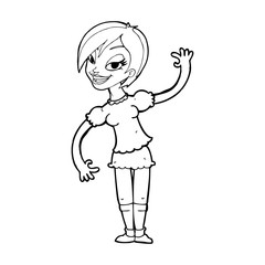 cartoon girl waving