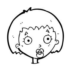 cartoon surprised female face