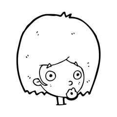 cartoon surprised female face