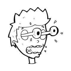 cartoon surprised man with eyes popping out