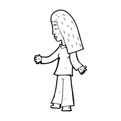 cartoon woman with open arms