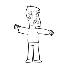 cartoon frightened man