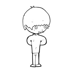 cartoon nervous boy