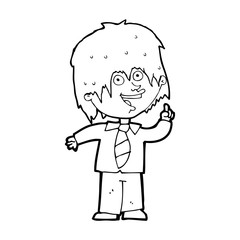 cartoon school boy with idea
