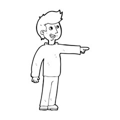 cartoon happy man pointing and laughing