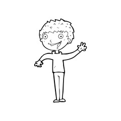 cartoon happy boy waving