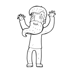 cartoon excited man with beard