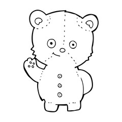 cartoon teddy bear waving