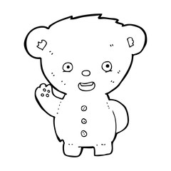 cartoon teddy bear waving