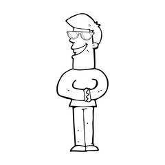 cartoon grinning man with glasses