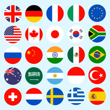 Circle flags vector of the world.