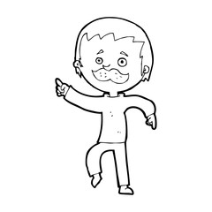 cartoon man with mustache pointing