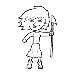 cartoon woman with spear