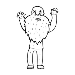 cartoon frightened old man with beard