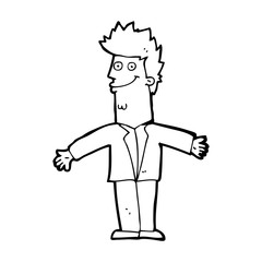 cartoon happy man with open arms